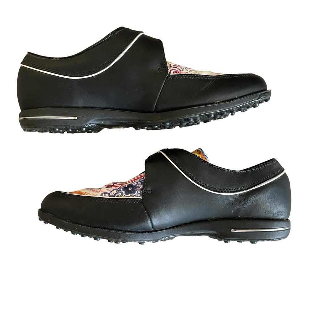 FOOTJOY TC Women's Size 6.5M Black Multicolor Leather Graffiti Oxford Golf Shoes - Picture 7 of 10
